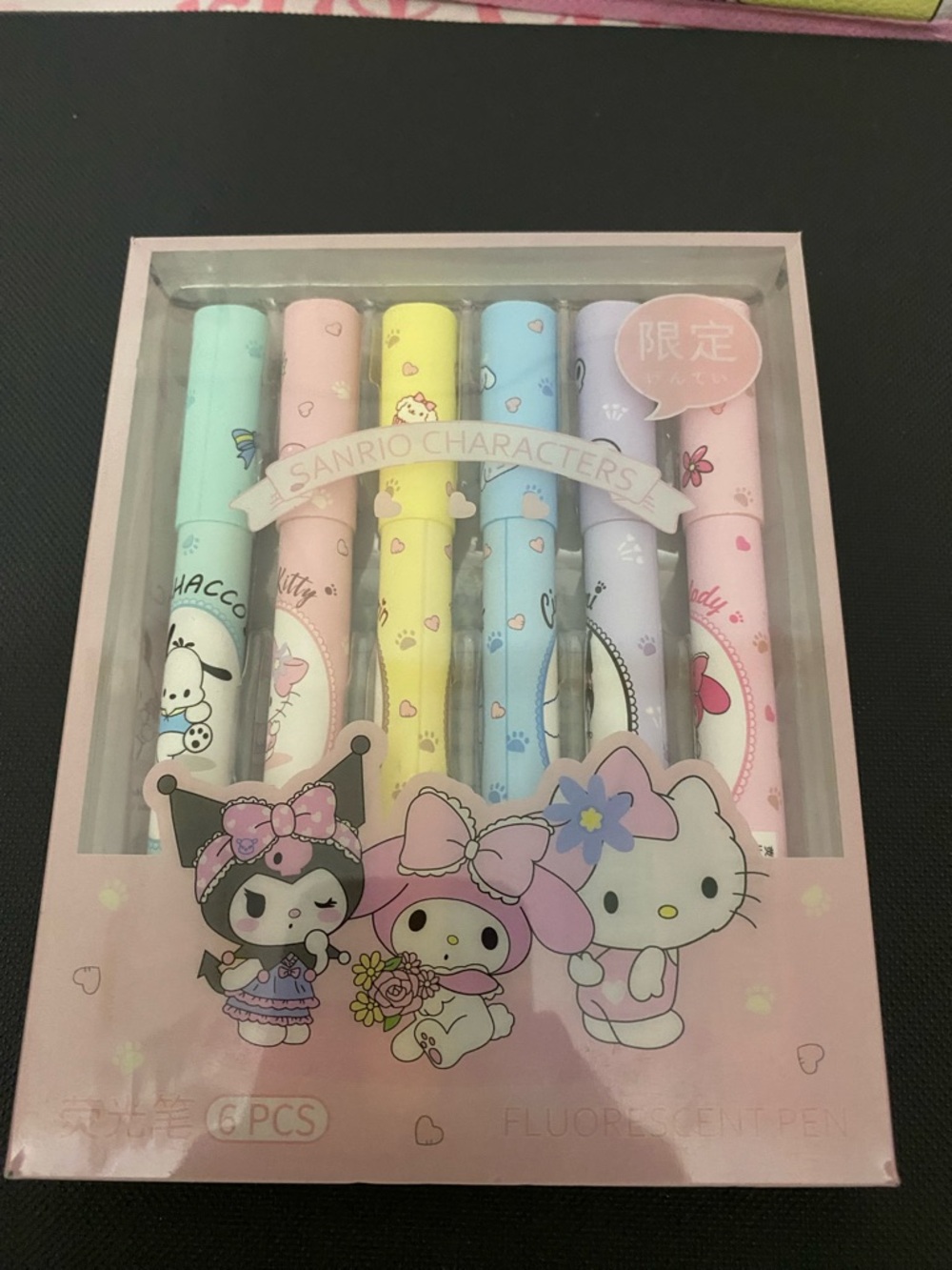 Sanrio Pastel Character Gel Pen Set - Mint, Pink, Yellow, Blue, Lavender